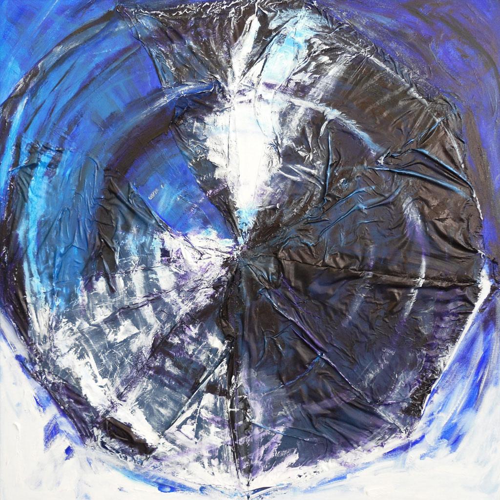 Brighart is a Dutch painter of abstract art: Title of this blue artwork is Star Wars - Umbrella technique